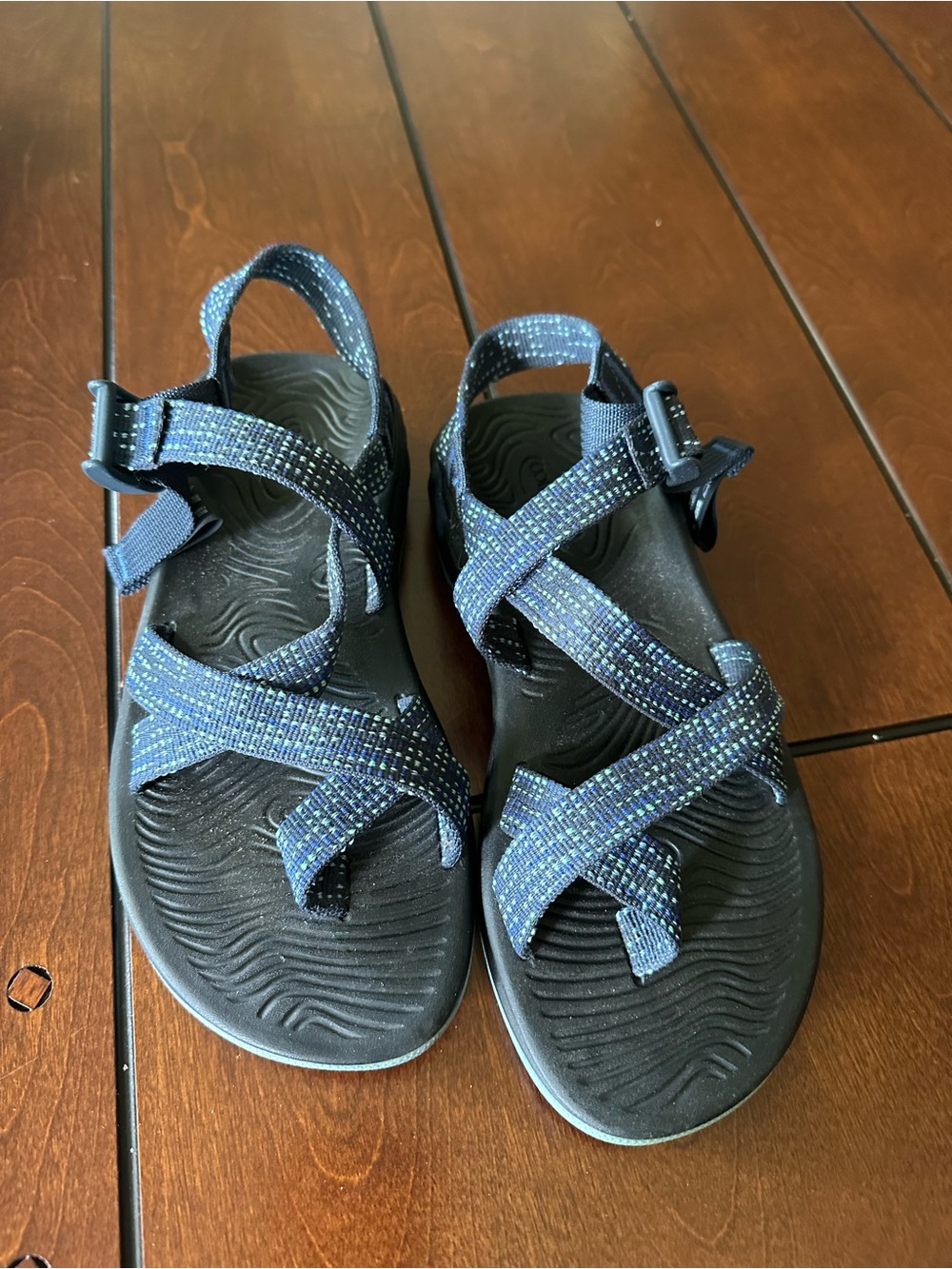 Chaco Navy Blue Patterned Adjustable Sport Sandals